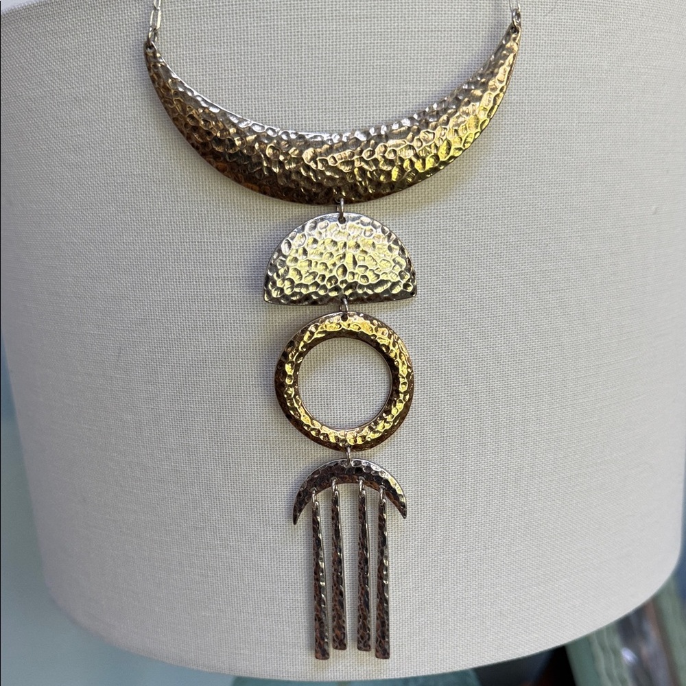 Jessica Simpson Gold and Silver Hammered Necklace